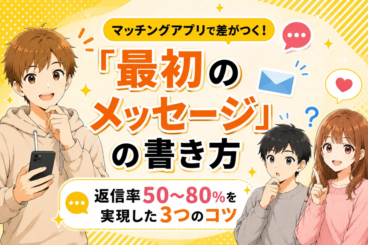 マッチング後の最初のメッセージはこれで決まり【返信率50〜80%を実現した実例を公開】