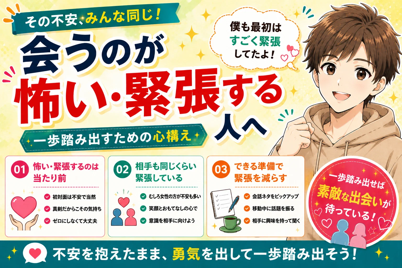 マッチングアプリで会うのが怖い・緊張する人へ【一歩踏み出すための心構え】