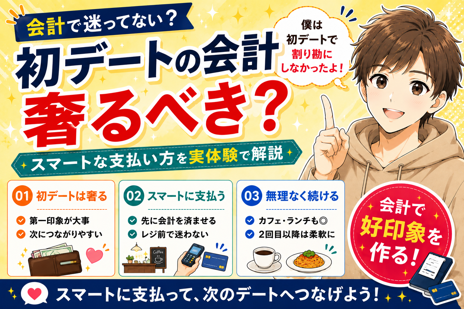 マッチングアプリのデートで会計は奢るべき？【スマートな支払い方を実体験で解説】