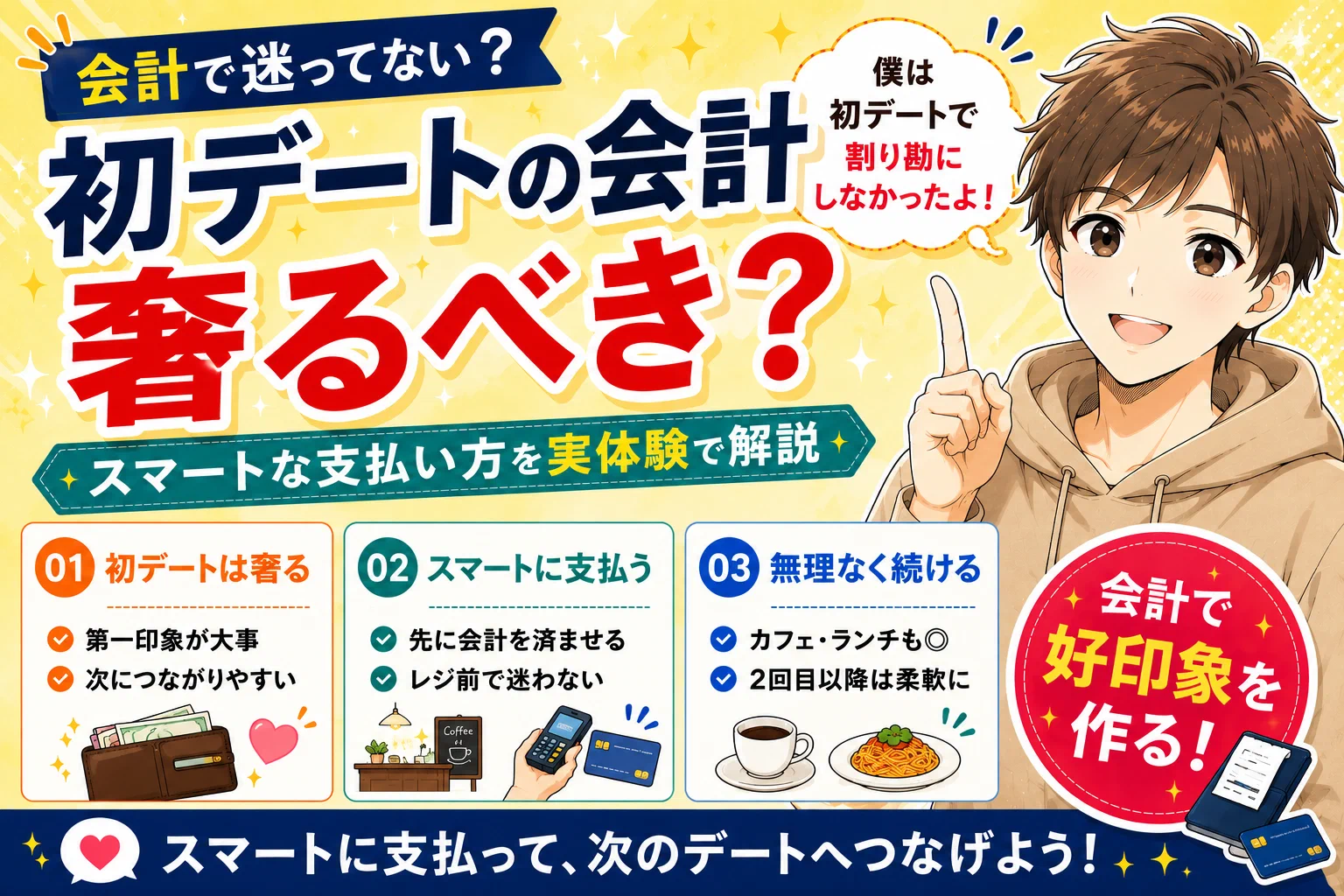 マッチングアプリのデートで会計は奢るべき？【スマートな支払い方を実体験で解説】