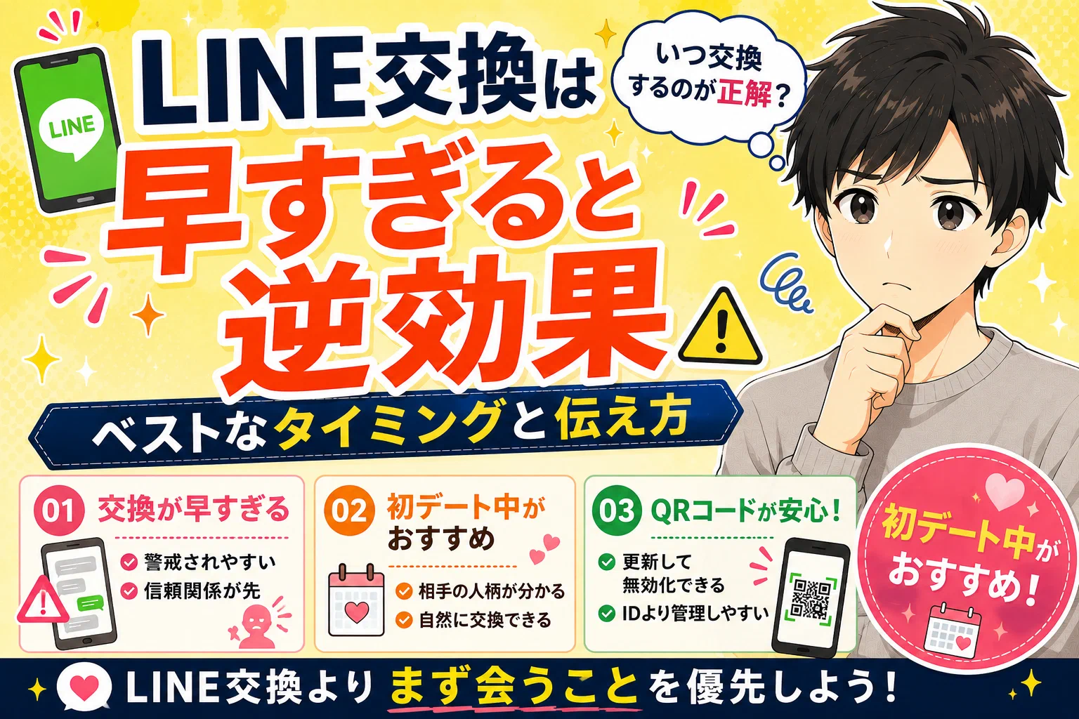 マッチングアプリのLINE交換タイミング【早すぎると逆効果な理由】