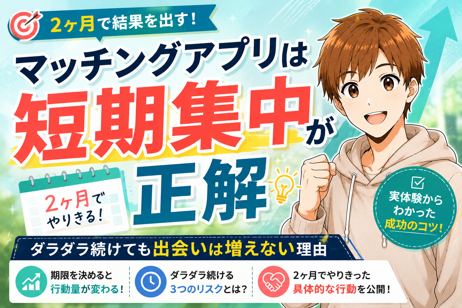 マッチングアプリは短期集中が正解【ダラダラ続けても出会いは増えない理由】